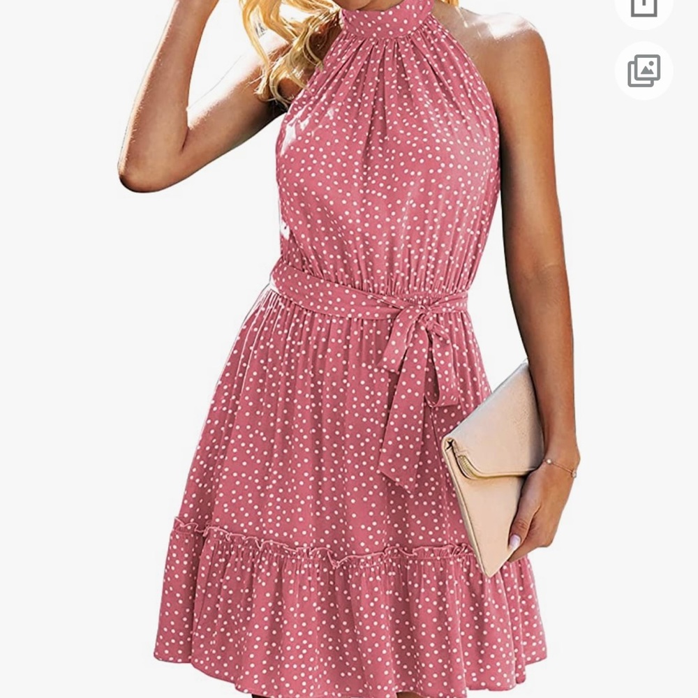 BTFBM halter dress, size XL, pink polka dot, new with tags, never worn. Amazon.